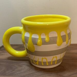 Disney NEW Winnie the Pooh Hunny Yellow and Gray Striped Mug Cup ceramic
